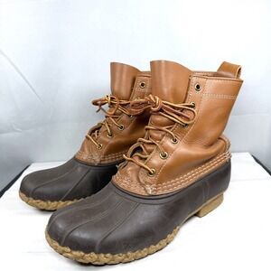 LL Bean Duck Boots Brown Leather Waterproof Snow / Bean Boots / Size Men 8